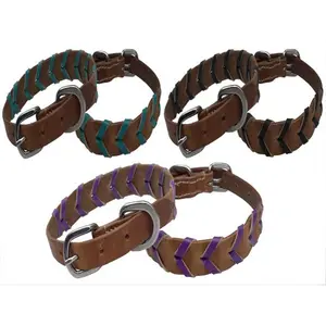 Color Braided Leather Dog Collar