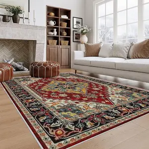 Traditional Medallion Pattern Rug, Non-slip Soft Floor Mat, Decorative Carpet for Home Living Room Bedroom Kitchen Study Room, Muslim Prayer Rugs
