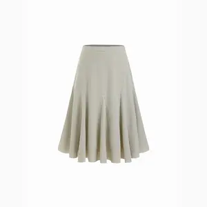 Cider Cotton-blend Mid Rise Striped Pleated A-line Midi Skirt