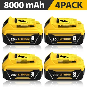 4-Pack 8000mAh Replace for Dewalt 20V Max Battery Compatible with Dewalt 20V Cordless Power Tools and Chargers Replacement Batteries for DCB201 DCB200 DCB206