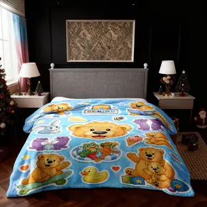 Kawaii Bear Blanket, Cozy Kids Cartoon Throw, Baby Blanket, Teddy Bear, Cute Blanket, Soft Blanket, Gift for Kids, Nursery Decor