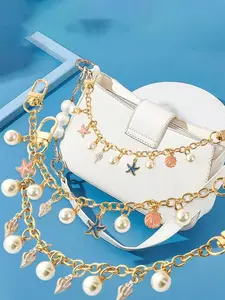 1/2Pcs 11.8 Inch Ocean Theme Bag Or Pocket Chain,Shell Starfish Conch Decorative Purse Handbag Chains Replacement Extension Chain Tote Shoulder Bags Belt Chain, Shell Starfish Conch Purse Charm Chain Bag Decoration Chain Charm, Chain Strap