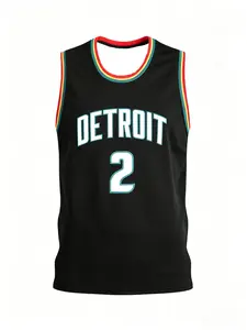 Men's Detroit 2 Basketball Jersey, Sleeveless Mesh Breathable Sport Top, Vintage Streetwear Training Gear, Loose Fit, All Seasons