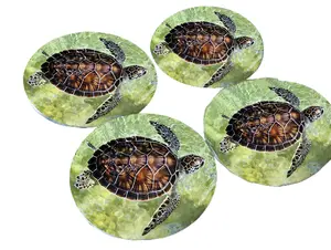 Honu Sea Turtle Coasters — Hawaiian Tiki Bar Decor