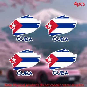 4pcs-Cuban Flag Sticker-Car stickers for doors, windows, laptops, luggage, furniture and bumpers-durable adhesive vinyl material, Multipurpose Car Decal, Universal Car Sticker, Sticker For Cars