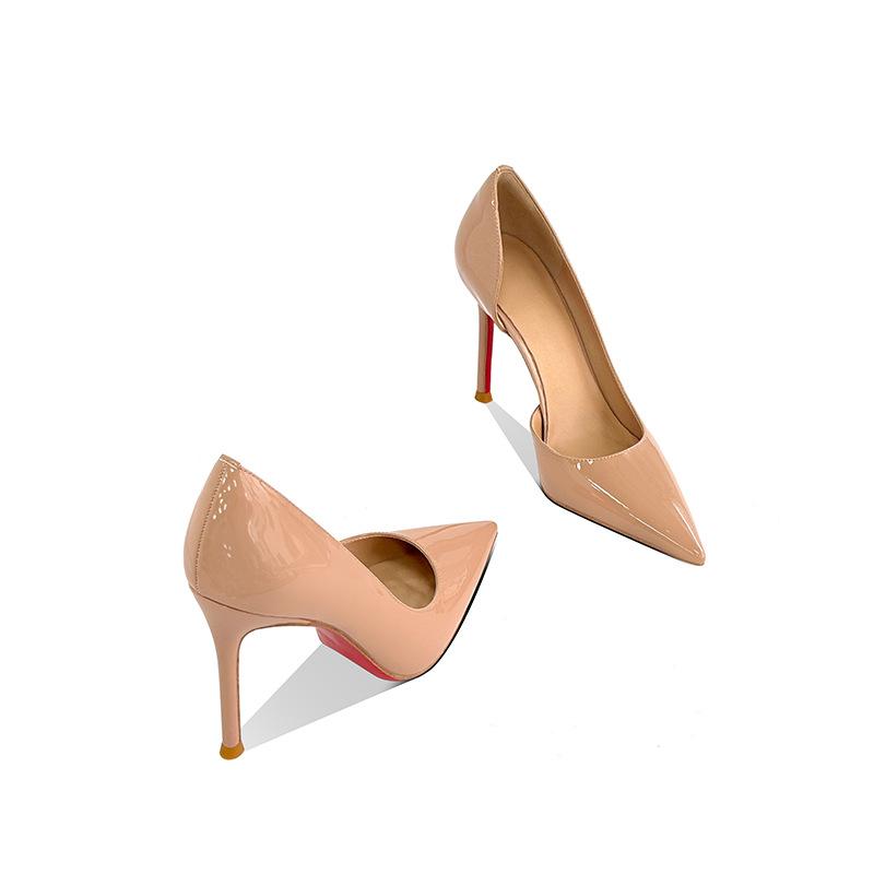 Women's new black nude red sole with letters slim high heels elegant pointed fashion classic high heels suitable for parties and daily wear