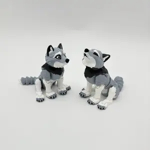 Flexi 3D Printed Wolves - Howling Wolf & Smiling Wolf (approx. 4" tall) Decor Ornaments
