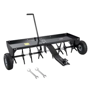 VEVOR Tow Behind Plug Aerator, 48-Inch Tow Behind Lawn Plug Aerator with Universal Hitch, Pull Behind Aerator with Iron Spikes Alternately Arranged, Lawn Aerator Tow Behind for Gardens, Lawns, Farms