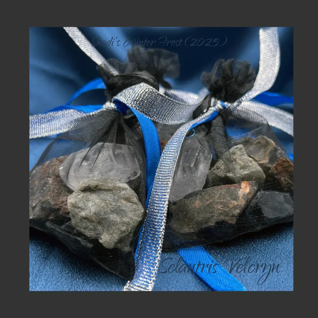 Frozen Shadows Protection Stone Pouch | Rough Clear Quartz, Black Onyx, Mahogany Obsidian, Labradorite