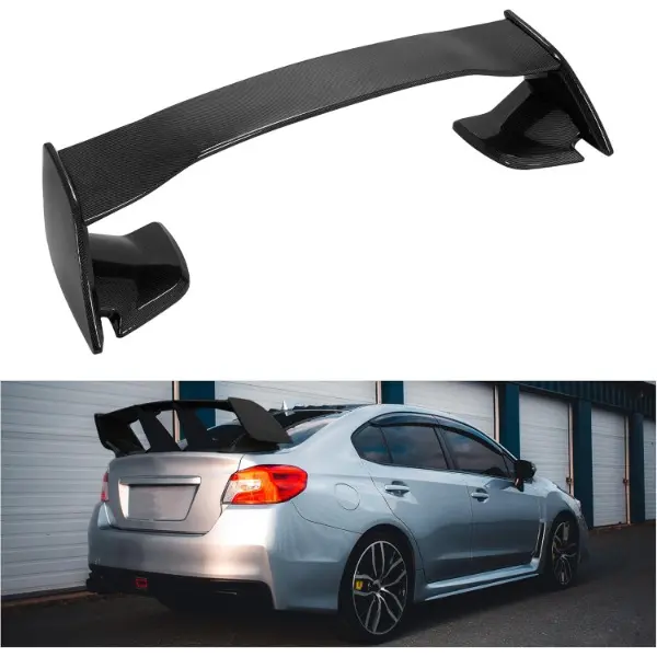 HECASA Trunk Lip Spoiler, Rear Spoiler Wing Lid for 2015-2021 Subaru WRX STI 4-Door Sedan, ABS Plastic with Carbon Fiber Look Auto Replacement Body Part