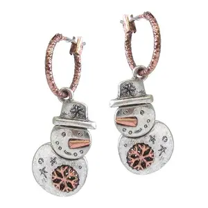 CHRISTMAS THEME SNOWMAN HUGGIE HOOP EARRING