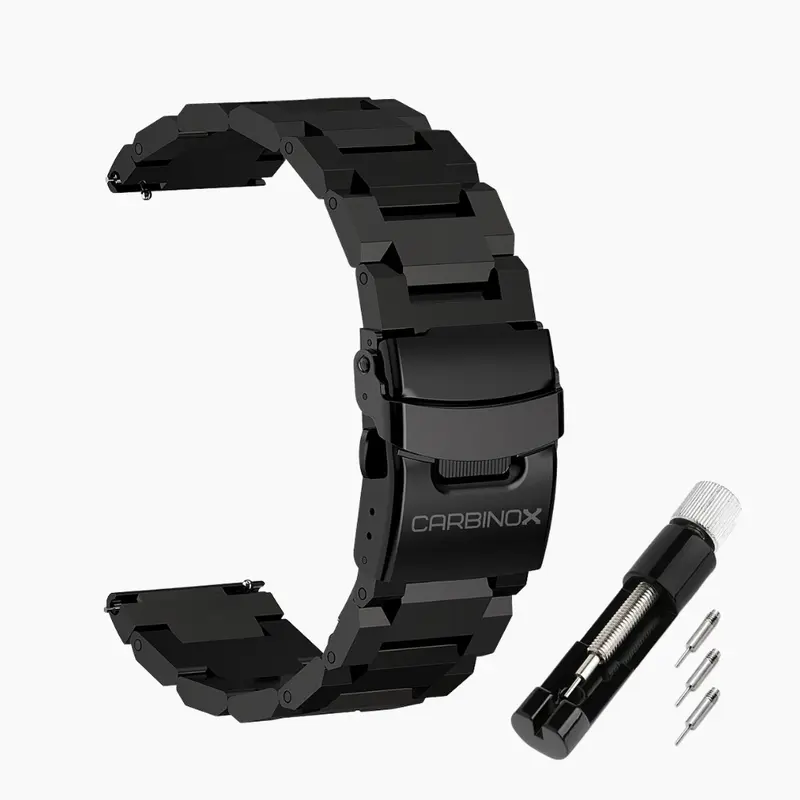 CARBINOX Metal Band Durable 22mm Compatible with Smartwatches - Stainless Steel, Adjustable, Secure Fit, Includes Toolkit
