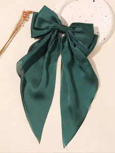 1/5/10PCS Women's Green Hair Clip, Satin Hair Clip, Large Bow Hair Accessory, Elegant Long Tail Hair Clip, Fashionable and Versatile Hair Accessory, Cute, Suitable for Home, Commuting and Many Other Occasions, Hair Clip Set