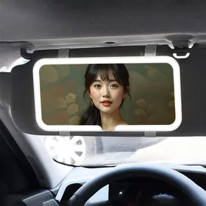 Car Visor Mirror with Rechargeable LED Light- 3 Light Modes & Dimmable Touch Screen- Big Sun Visor Vanity Mirror- Passenger Side Girly Car Accessories for Women Girl Interior- White