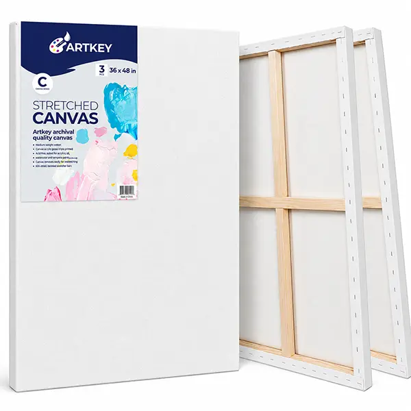 Large Canvases for Painting 36x48 Inch 3-Pack, 12.3 oz Triple Primed Acid-Free 100% Cotton Stretched Canvas, Blank Large Canvas for Oil Paint Acrylics Pouring & Wet Art Media