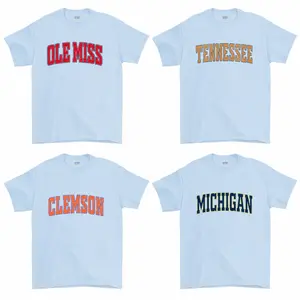 All Team Distressed Varsity College T-Shirt – Light Blue, Custom Your Team, Classic Cotton Tee With A Vintage Athletic Look, Game Day Shirt, Menswear & Womenswear