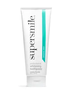 Supersmile Whitening Toothpaste Fluoride - 8oz Mint Flavor Fluoride Blend, Calprox-Enhanced Oral Care, Anti-Bacterial, 18 Months Shelf Life, Teeth Whiteness Boost, Cavity-Preventing, Shine Enhancing, Enamel Protection, Single Item, Enamel Protection Tooth