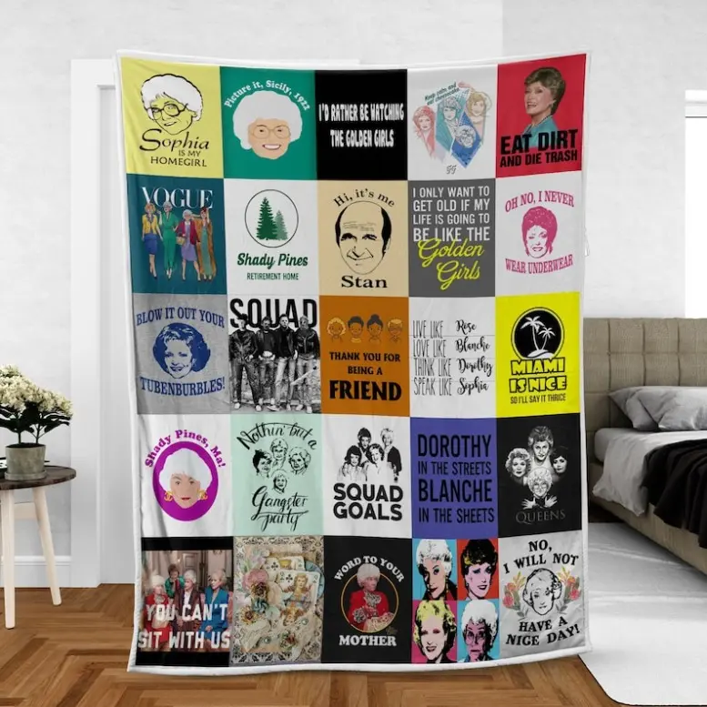 Golden Girls PREMIUM Flannel Blanket, 80s Sitcom Flannel Blanket, Stay Golden Blanket, Vintage Movie Gift For FansChristmas Gift,Gift for Kids