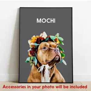 Pet Portrait Custom and Personalized. Pet Dog Wall Art DIGITAL DOWNLOAD to Print on Poster or Canvas for gift