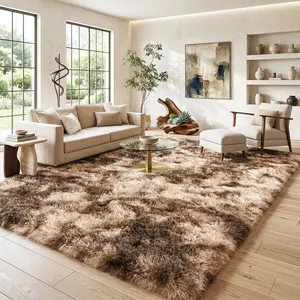 COLLA Super Soft Area Rugs For Living Room, Tie Dye Brown Fluffy Furry Shaggy Fuzzy Area Rug, Upgrade Non-Slip Rectangular Carpet, Soft Throw Rug For Bedroom, Home Decor Aesthetic