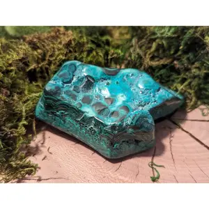 Large Malachite Chrysocolla Polished Freeform Chunk Natural Stone Mineral Specimen Botryoidal Healing Crystal Manifestation Prosperity