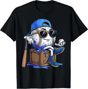 Baseball Drip for Boys Ice Cream Drip Funny Baseball Player T-Shirt Cotton Unisex Kids