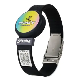 ZIGGLEBEE InfoMate Wristband Watercolor Edition Butterfly Clasp Bluetooth Tracker Not Included Instant Emergency Access QR Code System No Batteries Needed Stylish Customizable Design