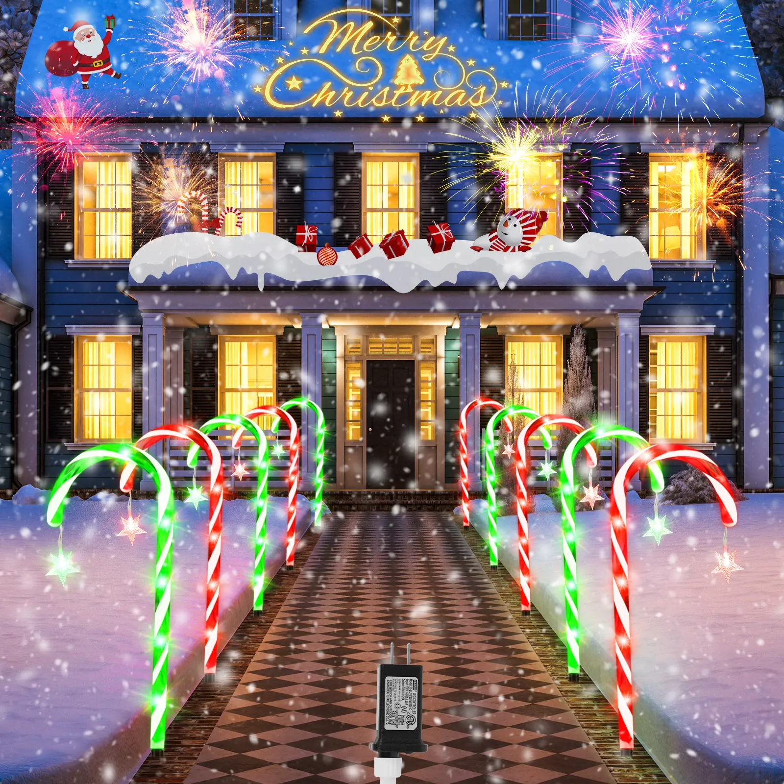10-pack Christmas Candy Cane Stake Lights, Waterproof LED Decorative Lights, Dual-Purpose for Ground Staking & Hanging, Perfect for Yard Walkways and All Kinds of Holiday Scene Decorations