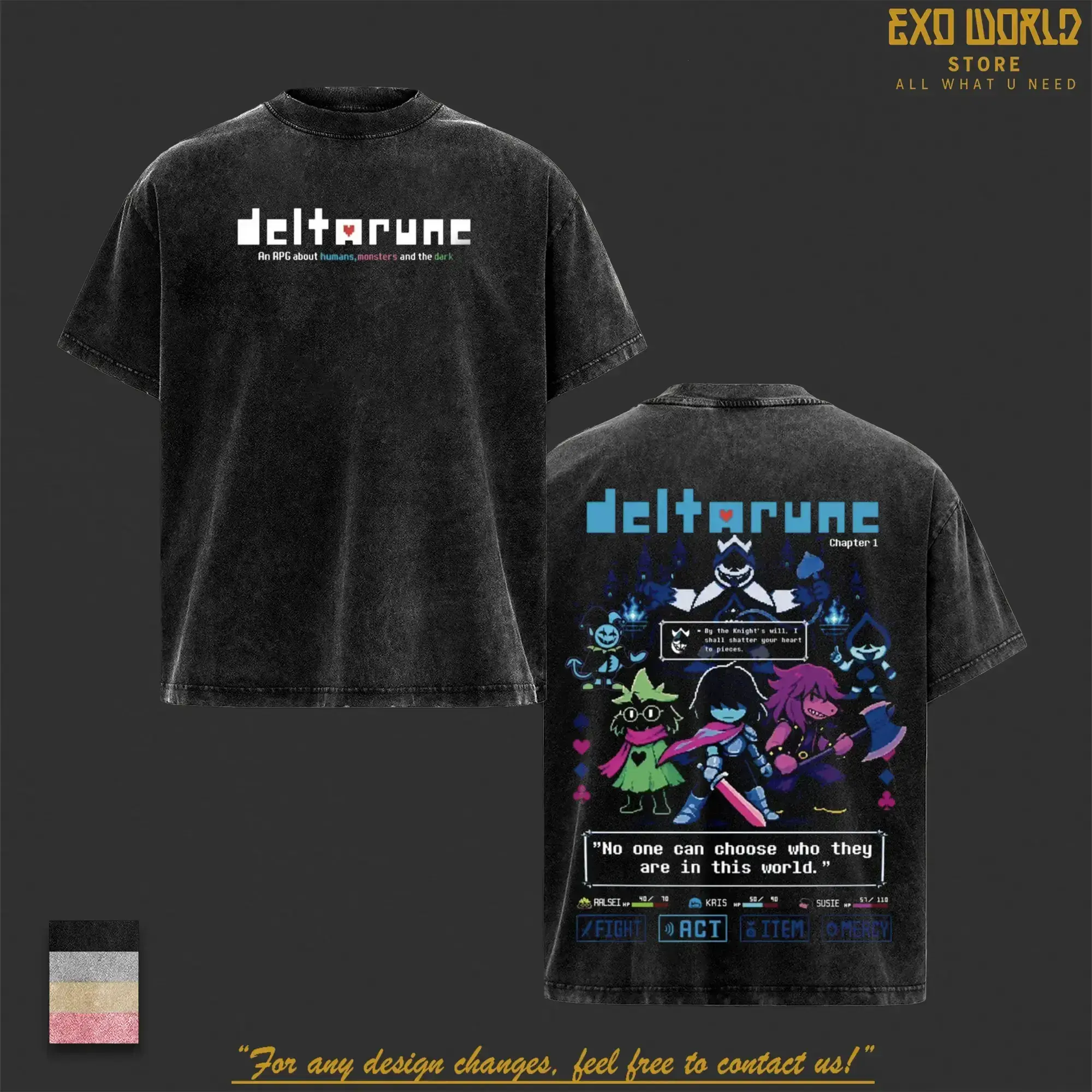 [Collection] Undertale & Deltarune Vintage Washed Oversized T-Shirt Collection, 2026 Sans Papyrus Kris Ralsei Graphic Tee, Retro Pixel RPG Gaming Shirt, Double Sided Heavyweight Cotton Streetwear, Acid Wash Gamer Fan Merch Unisex Gift Tee