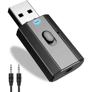Adapter, Mini  5.0 Stereo Transmitter Receiver,  3.5mm Aux Jack Hands-Free Calls Kit Audio Adapter Built-in Mic for  Speaker,  Stereo, Headphones, PC,TV