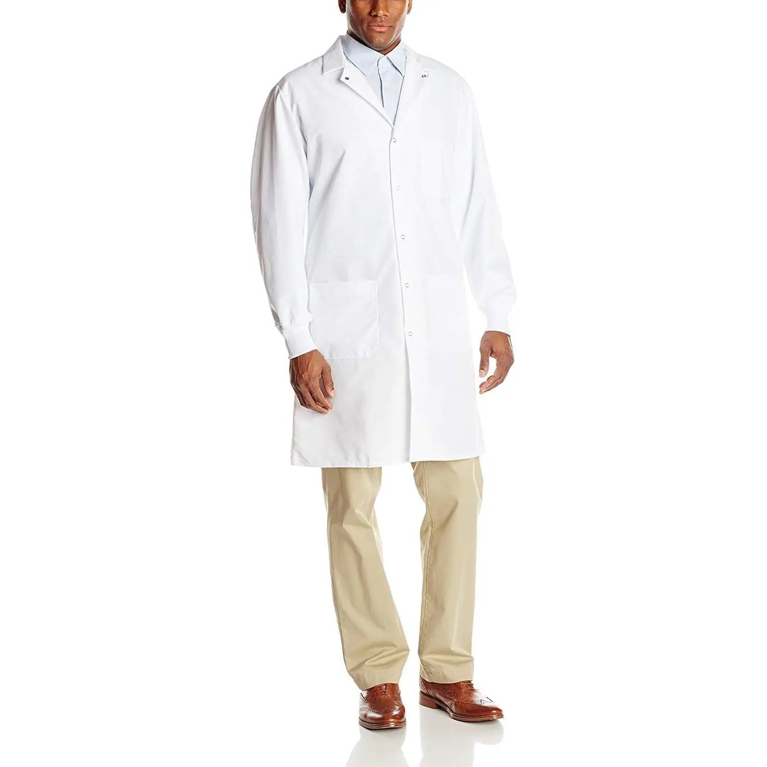 Red Kap Men's Natural Cotton Poplin Lab Coat, Wrinkle-Resistant Long Sleeve Workwear with Knit Cuffs and 3 Pockets for All-Day Comfort, Uniforms