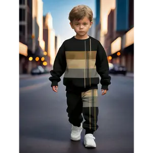 rapunzel costume picture day outfit ballerina costume accessories boys 2pcs Boys' Fashion Crew Neck Knit Sweatshirt Set. for Ages 1-8. Contrast Stripe Print, Straight Hem, Ribbed Cuffs, -Lined for Warmth in Fall/Winter, Minimalist Style, Id