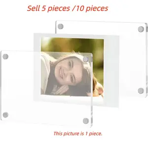 Magnetic Acrylic Photo Frame for Outdoor Travel Souvenirs, Holds 2x3 Instax Mini, Portable Card Photo Album for Scrapbooking, Camping, Refrigerator Display