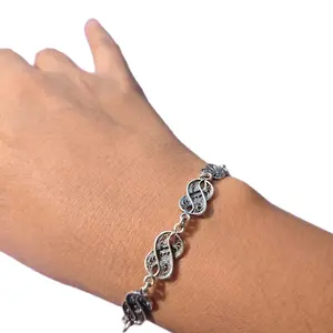Infinity Bracelet 950 Silver Adjustable Handmade Pure Silver Elegant Design Durable Construction Comfortable Fit Versatile Jewelry