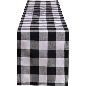 Tosewever Buffalo Check Plaid Table Runner, Cotton Polyester Blend Classic Fami