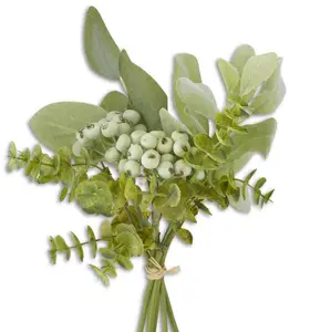 Green Foliage & Berry Bundle 13" - 6 Stems Artificial Greenery