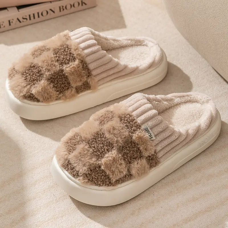 Women’s Cozy Winter House Slippers, Plaid Indoor Footwear with Soft Cushion Insole and Comfortable Slip On Design, Non Slip Home Shoes for Bedroom, Apartment, Dorm, Living Room, Daily Relaxation, Cold Weather Wear and Gift Ideas