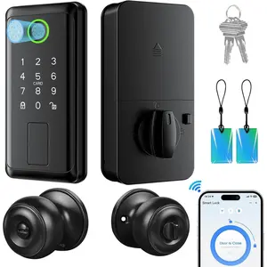 WiFi  Keypad Door Lock with Handle,Keyless Entry Door Lock,  Digital Keypad Deadbolt with App, Keyless Entry Fingerprint Lock Auto Lock, Front  Door Handle Sets
