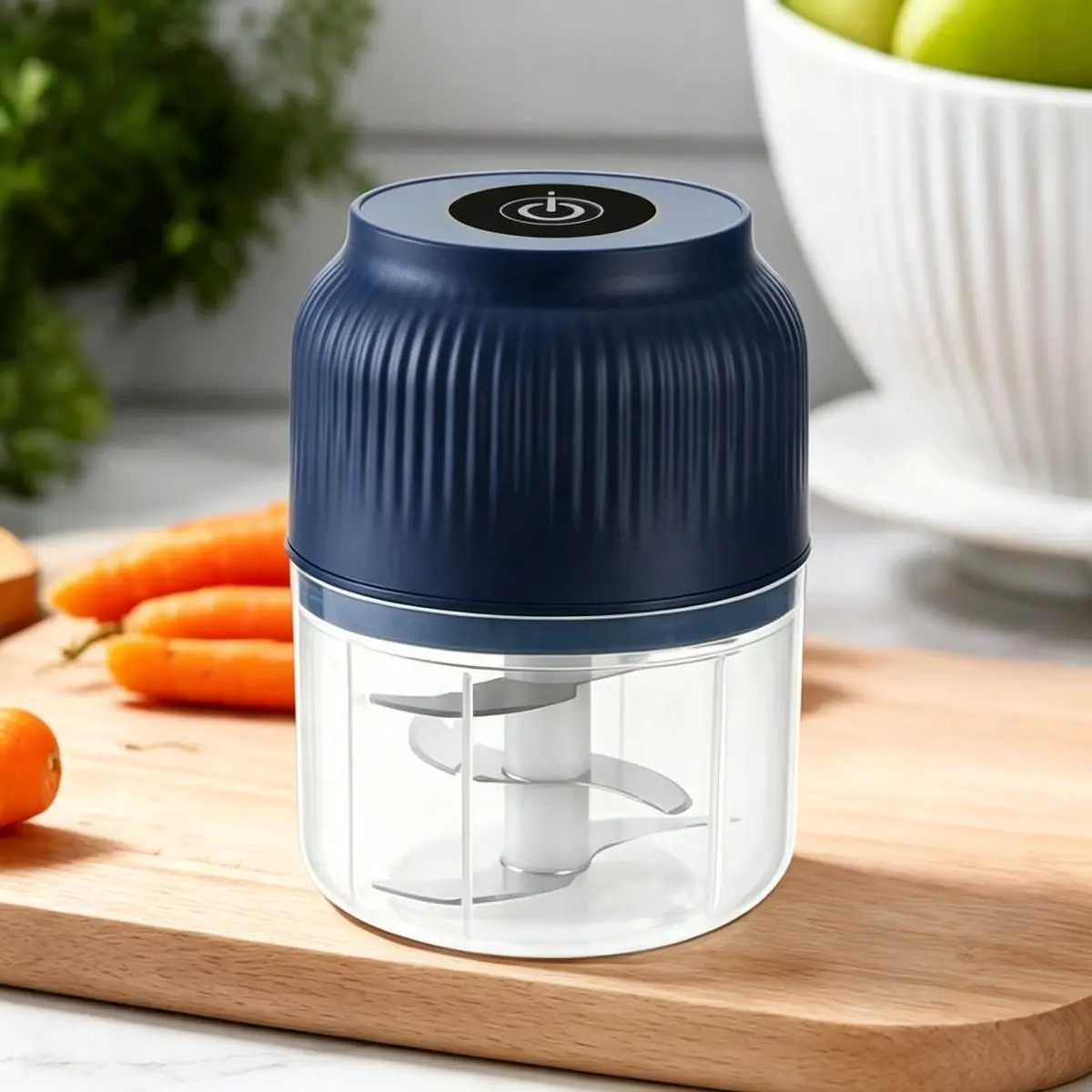 Rechargeable Wireless Mini Electric Food Processor - 1-Button Operation, Cyclone Cutter Head, Thick Cup, Garlic Masher, Egg Beater, Meat Mincer - Portable Kitchen Utensil for Baby Food, Seasoning Prep