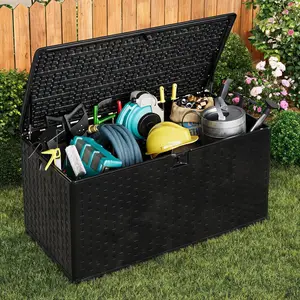 99 Gallon Weatherproof Resin Deck Storage Box – Lockable Lid, Built-in Handle, Waterproof Outdoor Chest for Garden Tools, Cushions, Pool Accessories – Durable Patio Organizer