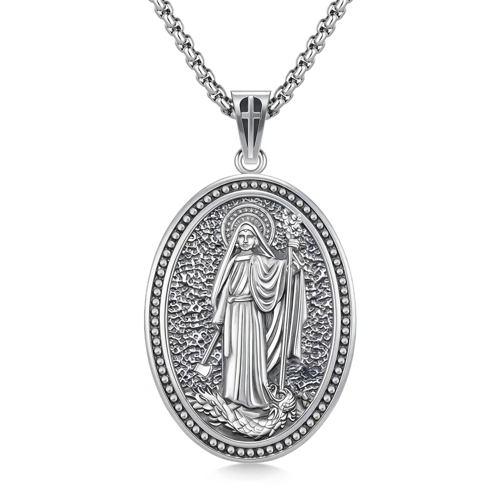 St Joseph Necklace Silver Jewelry Saint Joseph Pendant Necklace Gifts for Women Men Graduation AnniversaryBirthday Christmas Mothers Day Valentine's Day Religion Faith