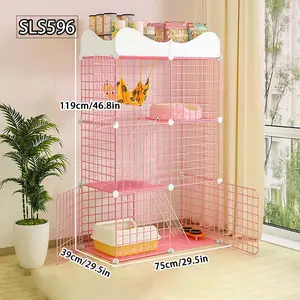 Cat Cage Free Space Dual Layer Cat Villa Pet House DIY Assembly Cat Shelter, Cats Friendly, Model Xinghao Xmq21