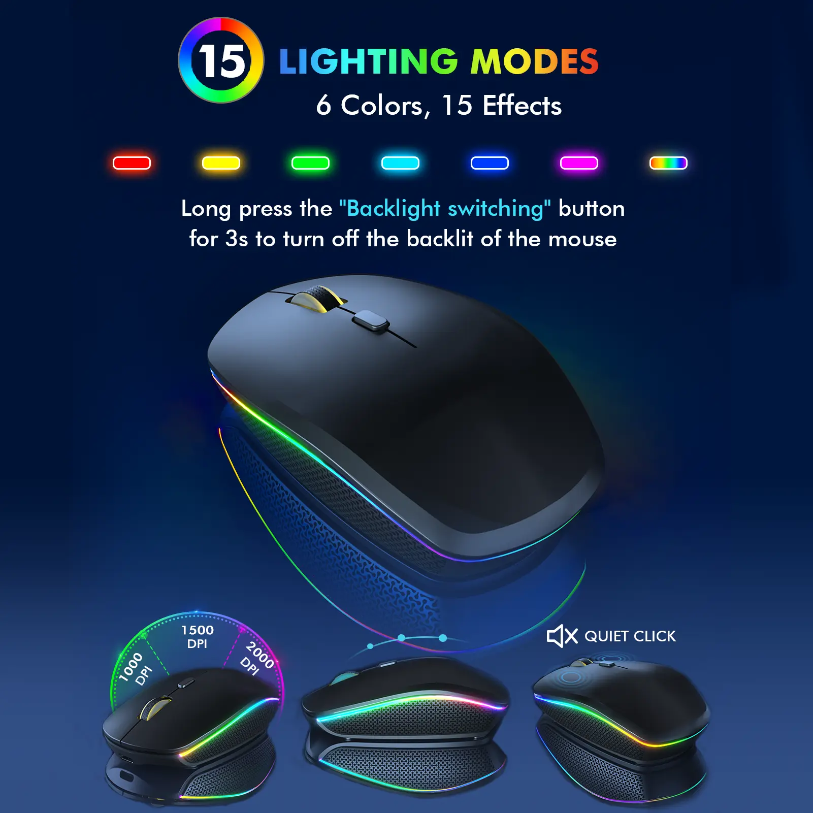 Rechargeable Silent Mouse with 7-Color Ambient Lighting – Stay Focused, Stay Cool Rechargeable Silent Mouse with 7-Color Ambient Lighting – Stay Focused, Stay Cool