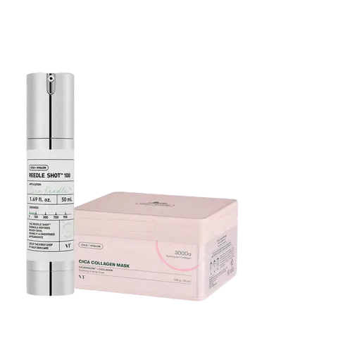 [VT COSMETICS] #1 viral Reedle Shot & Daily Sheet Mask Bundle with Liquid Microneedling Reedle Shot 100/300, Cica, Collagen & Retinol | Plump, Soothing, Firming & Glow Care | 30ea Sheet Mask Box, Gift Set | Korean Skincare