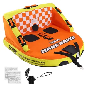 SummerWinsInflatable Boat Towable Tube for 1-2 Riders, 340lb Max Capacity, with Deck Seats, Backrest, Full Nylon Cover, EVA Handles, Speed Safety Valvedealsforyoudays