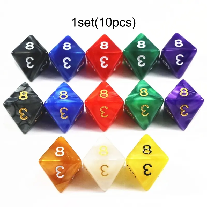 10pcs 8-Sided Dice Set, Entertainment Tabletop Game Accessories, Dnd Rpg Gaming Supplies, Perfect for Role-Playing Games