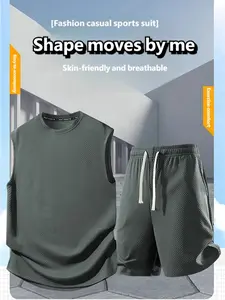 Men's 2-Piece Sport Suit Set, Fashion Casual Athletic Tracksuit with Pullover Hoodie & Jogger Pants, Breathable Skin-Friendly Workout Outfit for Running Gym Training