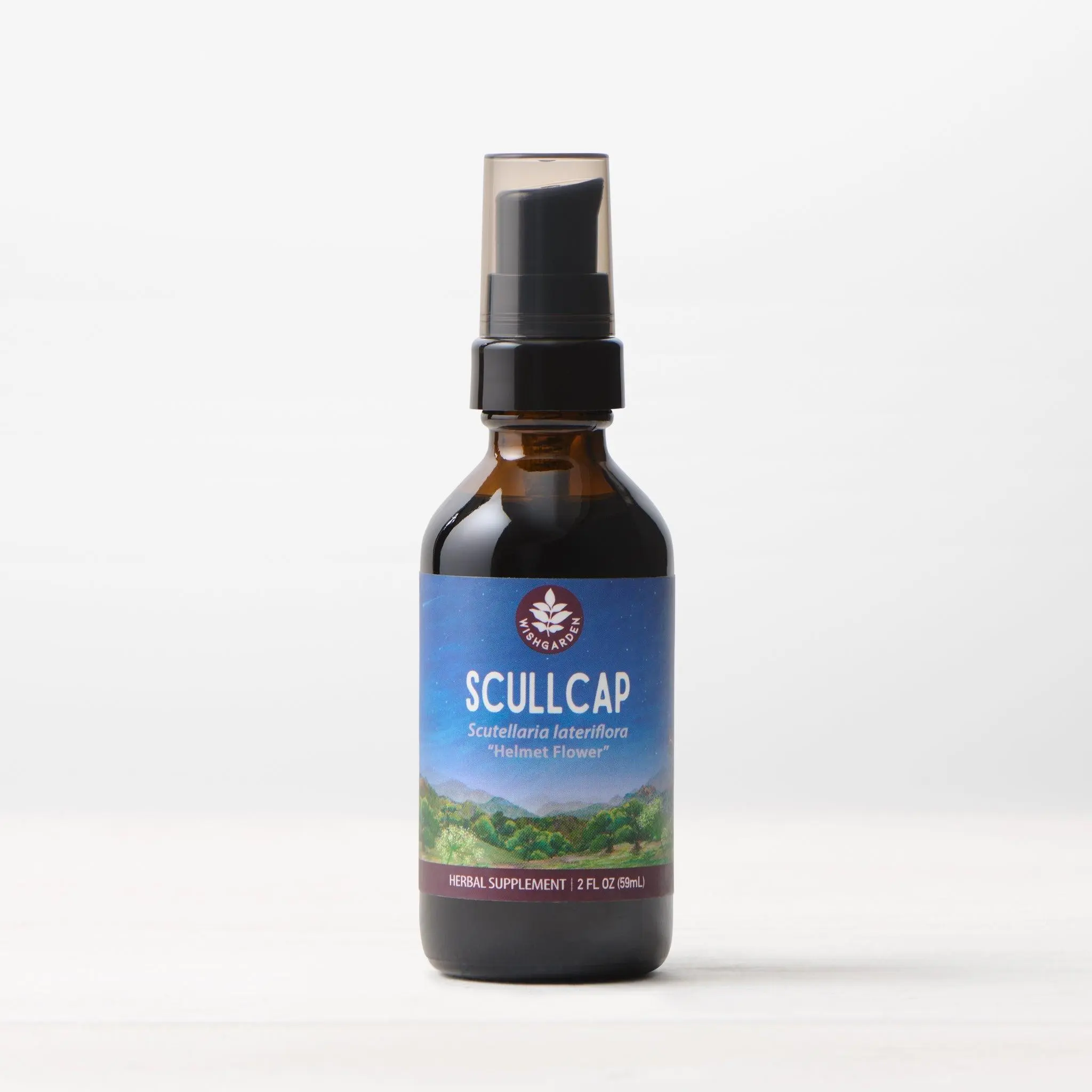 WishGarden Scullcap Herbal Supplement - Supports Healthy Brain Functioning & Nervous System - Gluten-Free Vegan - 2oz Pump Top Bottle - Calming Nightcap for Stress Relief & Better Sleep - Fitness, Healthcare