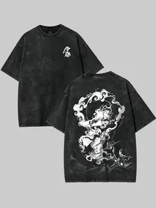 Lufi JoiBoy Men's Round Neck Shortsleeve Distressed Tshirt - Unisex Vintage Anime Manga Acid Washed Lightweight Menswear Streetwear Top, Festive, Figure-Flattering symbol t-shirt,invincible shirt cotton tee shirt men's t shirts,Streetwear,humorous tshirt,