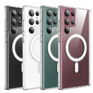 Clear Acrylic Magnetic Case Magnet for Samsung Galaxy S22 S23 S24 S25 S26 S21 S20 ULTRA PLUS FE EDGE A17 A23 A24 A25 A26 A34 A37 A55 A57 S21 Note 9 10 20 ZFlip ZFold 3 4 5 6 7  Magsafe Compatible Shockproof TPU Bumper Anti Yellowing Anti Scratch Slim